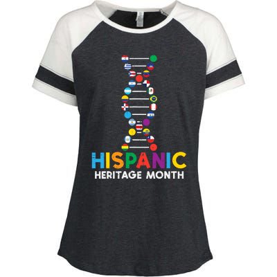 Hispanic Heritage Month DNA Flags Latino Pride Enza Ladies Jersey Colorblock Tee