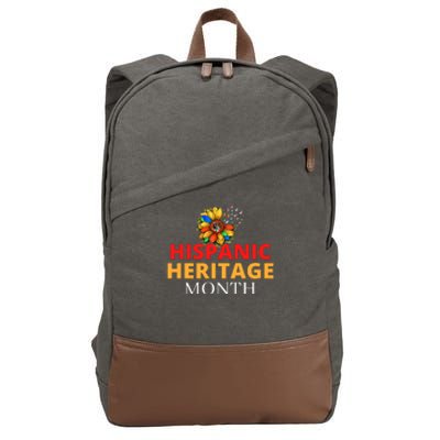 Hispanic Heritage Month Latino Countries Flag Sunflower Cotton Canvas Backpack