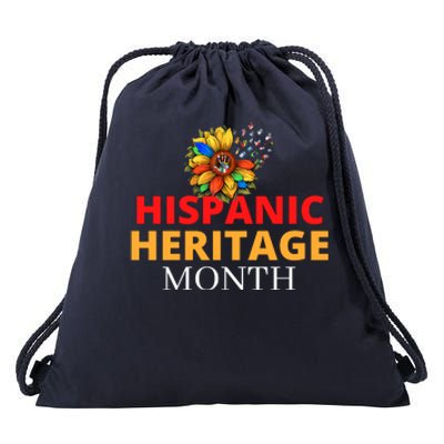 Hispanic Heritage Month Latino Countries Flag Sunflower Drawstring Bag