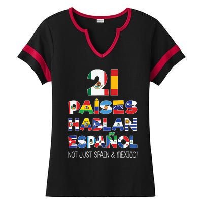 Hispanic Heritage Month Spanish Speaking Countries Ladies Halftime Notch Neck Tee