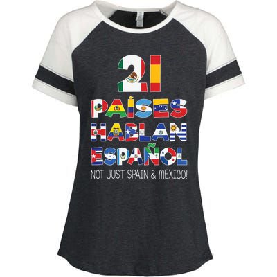 Hispanic Heritage Month Spanish Speaking Countries Enza Ladies Jersey Colorblock Tee