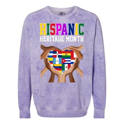 Hispanic Heritage Month Heart Hands Colorblast Crewneck Sweatshirt