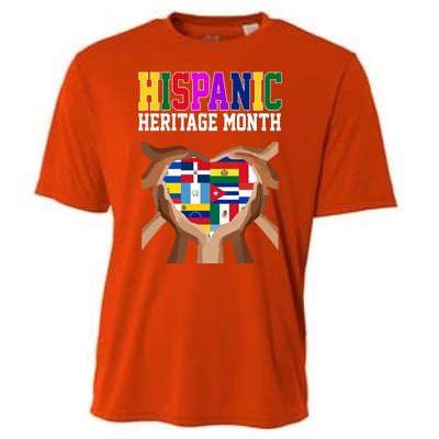 Hispanic Heritage Month Heart Hands Cooling Performance Crew T-Shirt