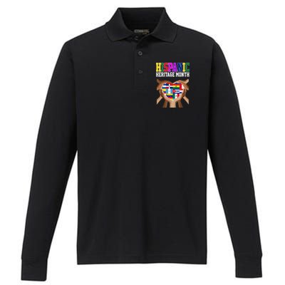 Hispanic Heritage Month Heart Hands Performance Long Sleeve Polo