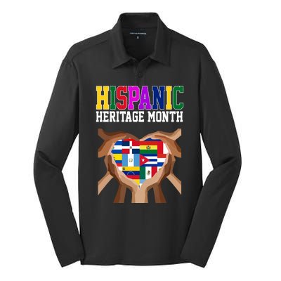 Hispanic Heritage Month Heart Hands Silk Touch Performance Long Sleeve Polo