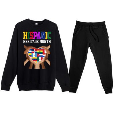 Hispanic Heritage Month Heart Hands Premium Crewneck Sweatsuit Set