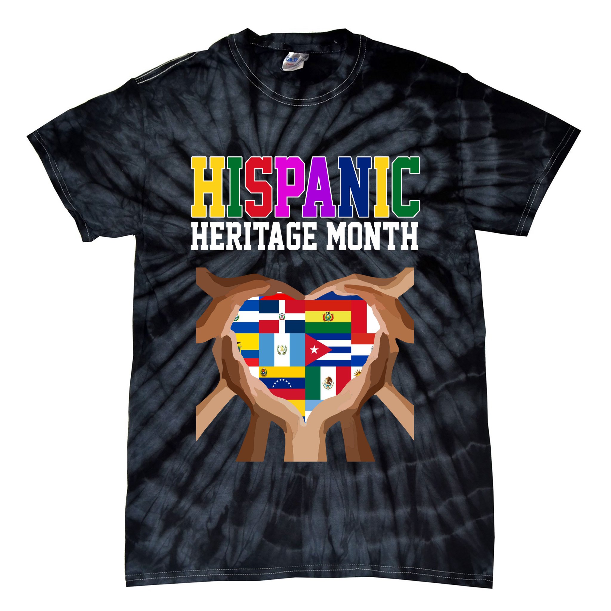 Hispanic Heritage Month Heart Hands Tie-Dye T-Shirt