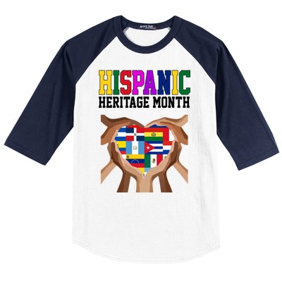 Hispanic Heritage Month Heart Hands Baseball Sleeve Shirt