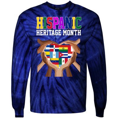 Hispanic Heritage Month Heart Hands Tie-Dye Long Sleeve Shirt