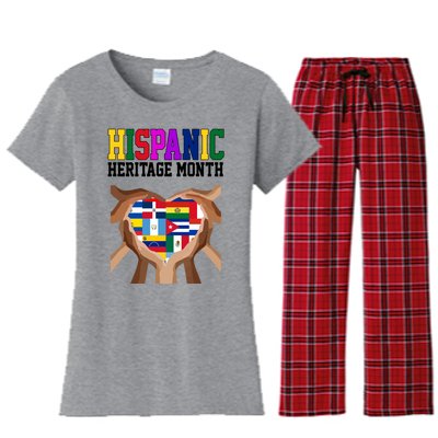 Hispanic Heritage Month Heart Hands Women's Flannel Pajama Set