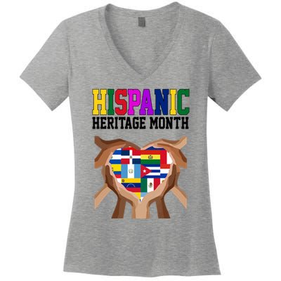Hispanic Heritage Month Heart Hands Women's V-Neck T-Shirt