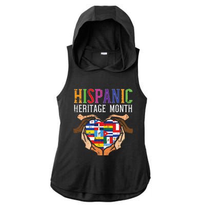 Hispanic Heritage Month Hands Heart Flags Men Women Kids Ladies PosiCharge Tri-Blend Wicking Draft Hoodie Tank