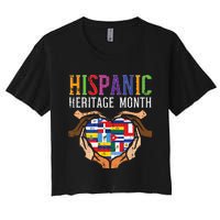 Hispanic Heritage Month Hands Heart Flags Men Women Kids Women's Crop Top Tee