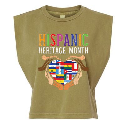 Hispanic Heritage Month Hands Heart Flags Men Women Kids Garment-Dyed Women's Muscle Tee