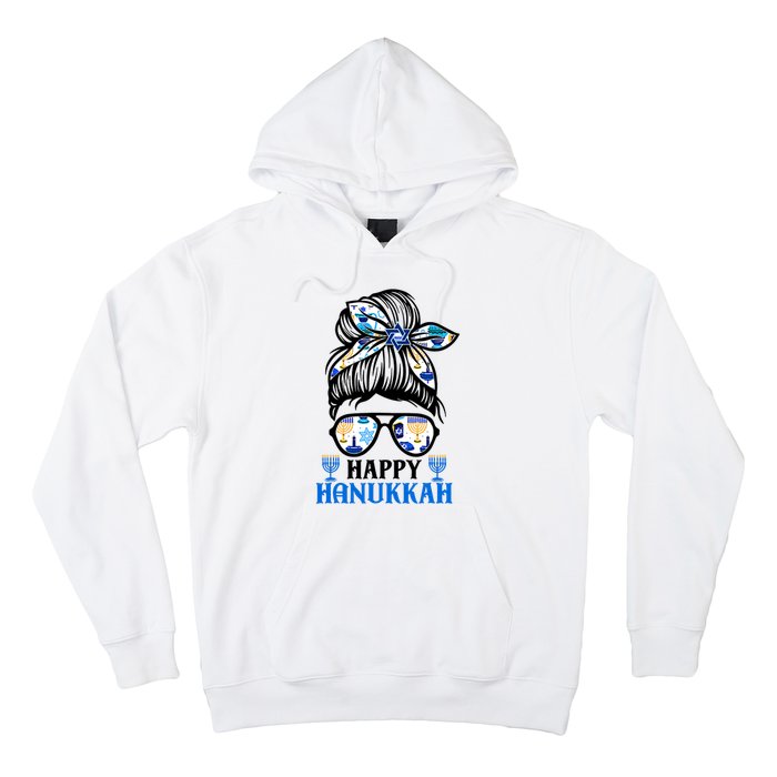 Happy Hanukkah Messy Bun Jewish Christmas Pajamas Hoodie