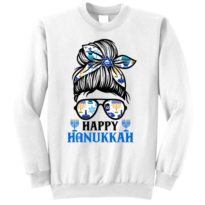 Happy Hanukkah Messy Bun Jewish Christmas Pajamas Sweatshirt