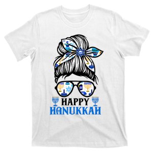 Happy Hanukkah Messy Bun Jewish Christmas Pajamas T-Shirt