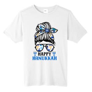 Happy Hanukkah Messy Bun Jewish Christmas Pajamas Tall Fusion ChromaSoft Performance T-Shirt