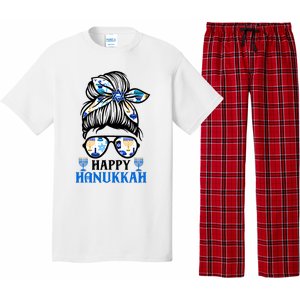 Happy Hanukkah Messy Bun Jewish Christmas Pajamas Pajama Set