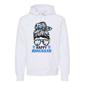 Happy Hanukkah Messy Bun Jewish Christmas Pajamas Premium Hoodie