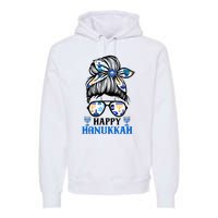 Happy Hanukkah Messy Bun Jewish Christmas Pajamas Premium Hoodie