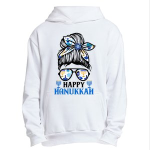 Happy Hanukkah Messy Bun Jewish Christmas Pajamas Urban Pullover Hoodie