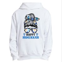 Happy Hanukkah Messy Bun Jewish Christmas Pajamas Urban Pullover Hoodie