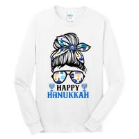 Happy Hanukkah Messy Bun Jewish Christmas Pajamas Tall Long Sleeve T-Shirt