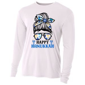 Happy Hanukkah Messy Bun Jewish Christmas Pajamas Cooling Performance Long Sleeve Crew