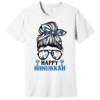 Happy Hanukkah Messy Bun Jewish Christmas Pajamas Premium T-Shirt