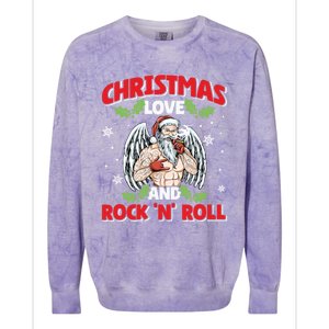 Heavy Hard Metal Santa Christmas Love And Rock N Roll Funny Gift Colorblast Crewneck Sweatshirt