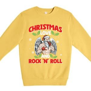 Heavy Hard Metal Santa Christmas Love And Rock N Roll Funny Gift Premium Crewneck Sweatshirt