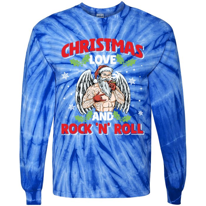 Heavy Hard Metal Santa Christmas Love And Rock N Roll Funny Gift Tie-Dye Long Sleeve Shirt