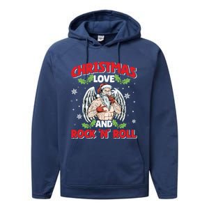 Heavy Hard Metal Santa Christmas Love And Rock N Roll Funny Gift Performance Fleece Hoodie