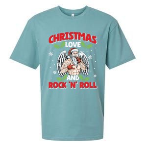 Heavy Hard Metal Santa Christmas Love And Rock N Roll Funny Gift Sueded Cloud Jersey T-Shirt