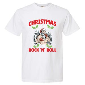 Heavy Hard Metal Santa Christmas Love And Rock N Roll Funny Gift Garment-Dyed Heavyweight T-Shirt