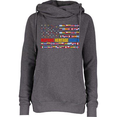 Hispanic Heritage Month USA American Flag National Latino Womens Funnel Neck Pullover Hood