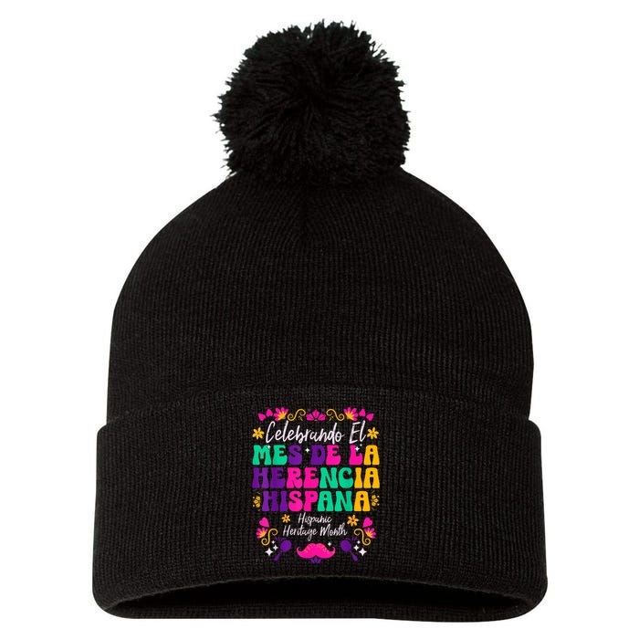 Hispanic Heritage Month Mes De La Herencia Hispana Pom Pom 12in Knit Beanie