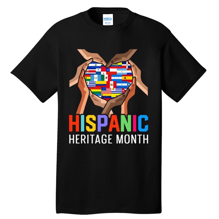 Hispanic Heritage Month All Countries Heart Hands Tall T-Shirt