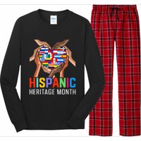 Hispanic Heritage Month All Countries Heart Hands Long Sleeve Pajama Set