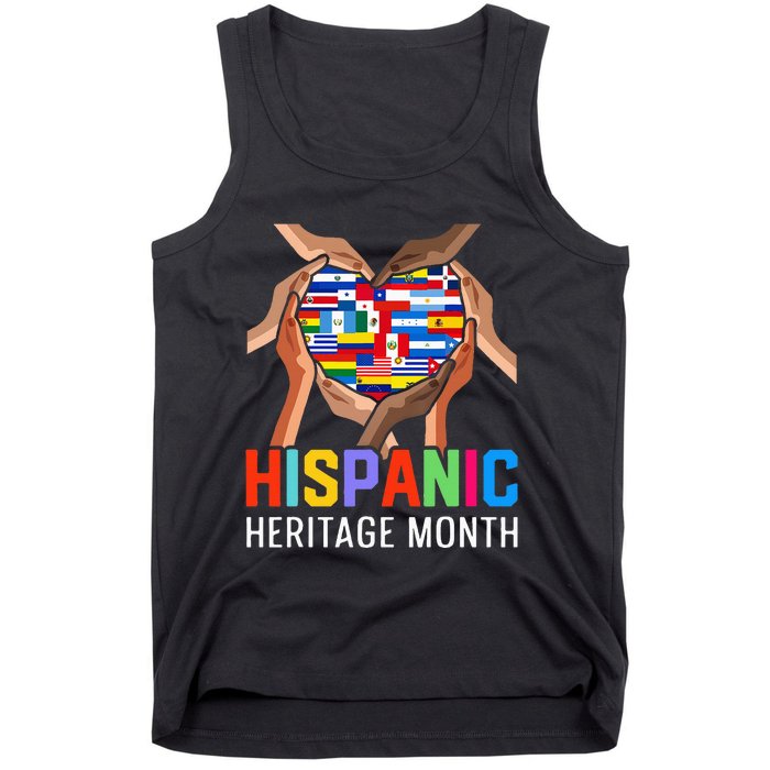 Hispanic Heritage Month All Countries Heart Hands Tank Top