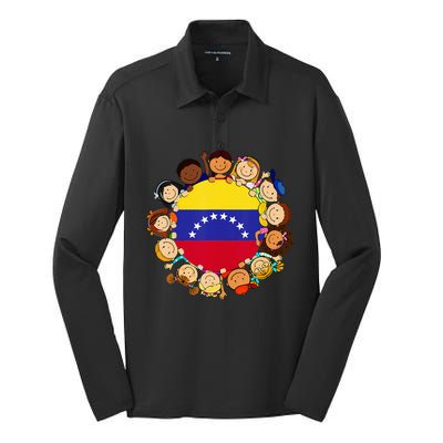 Hispanic Heritage Month Venezuela Venezuelan Flag Silk Touch Performance Long Sleeve Polo