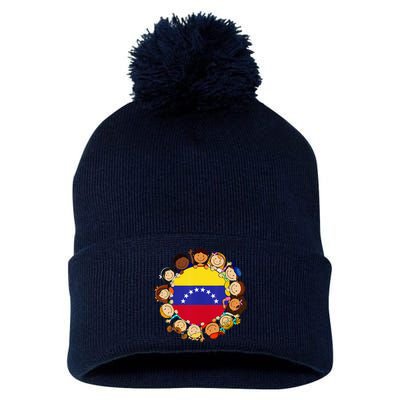 Hispanic Heritage Month Venezuela Venezuelan Flag Pom Pom 12in Knit Beanie