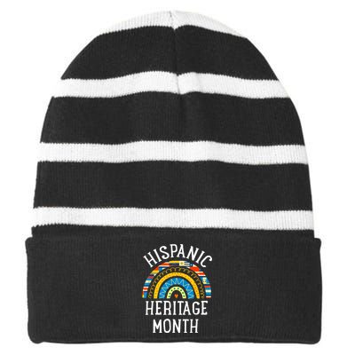 Hispanic Heritage Month National Latino Countries Flags Striped Beanie with Solid Band