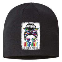 Hispanic Heritage Month Flags Messy Bun Hispanic Girl Sustainable Beanie