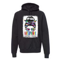 Hispanic Heritage Month Flags Messy Bun Hispanic Girl Premium Hoodie