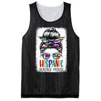 Hispanic Heritage Month Flags Messy Bun Hispanic Girl Mesh Reversible Basketball Jersey Tank