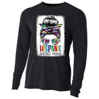 Hispanic Heritage Month Flags Messy Bun Hispanic Girl Cooling Performance Long Sleeve Crew