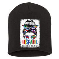 Hispanic Heritage Month Flags Messy Bun Hispanic Girl Short Acrylic Beanie