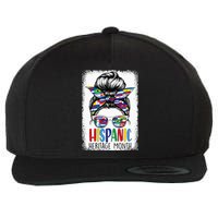 Hispanic Heritage Month Flags Messy Bun Hispanic Girl Wool Snapback Cap